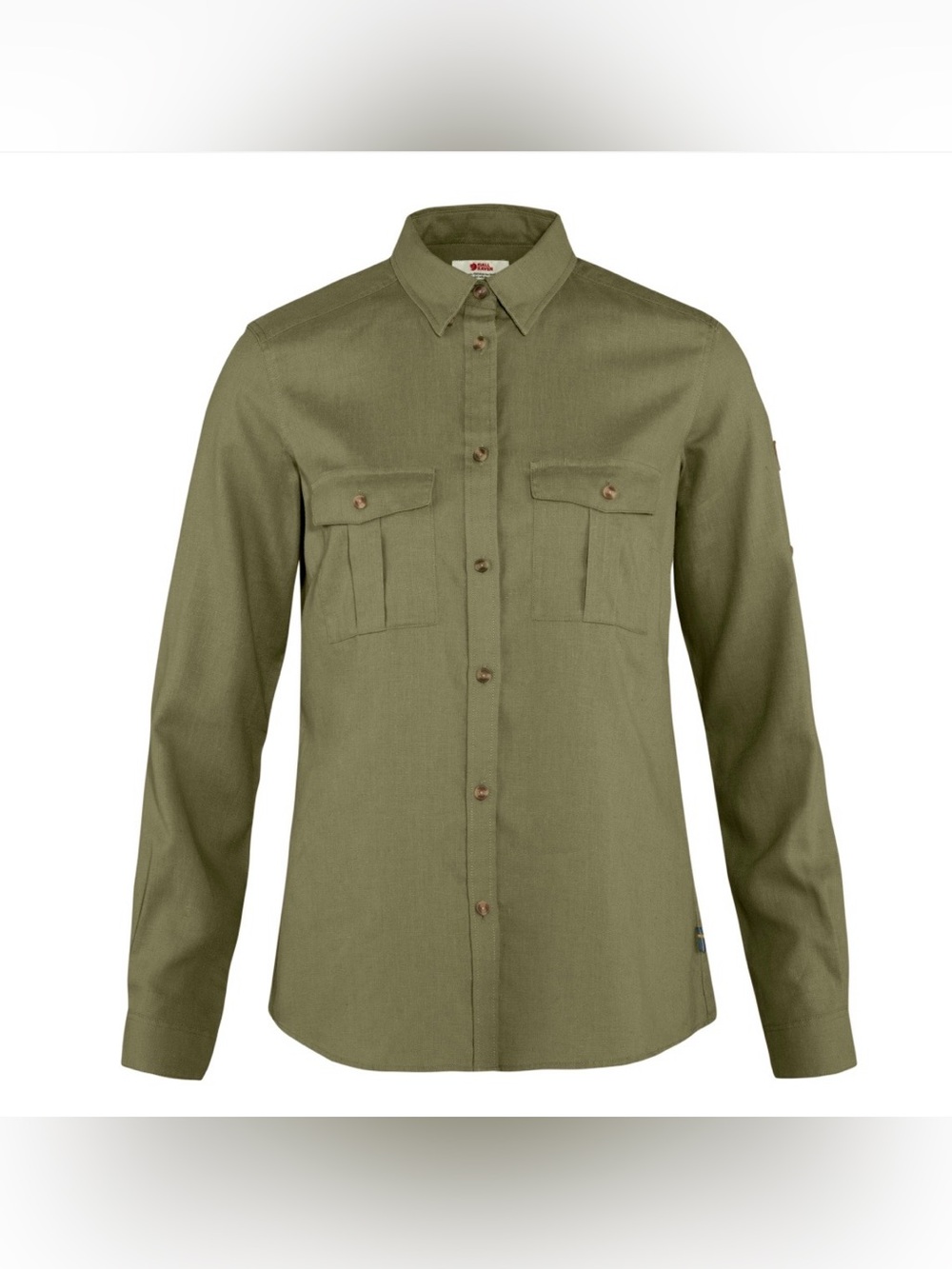 Fjallraven ÖVIK Long Sleeved Travel Shirt, Khaki Green, Size Large